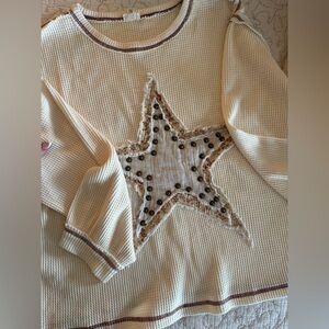 POL Cream Waffle Knit Top